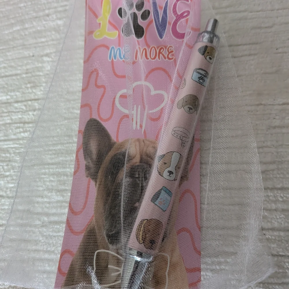 Dog-Themed Pens Gifts Qty 6, Cute Click Pens And Bookmark In Organza Mesh Bags
